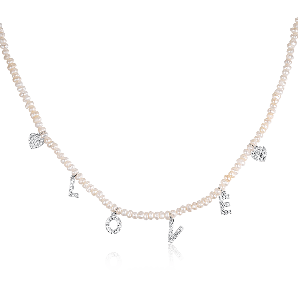 Necklace LOVE with pearls