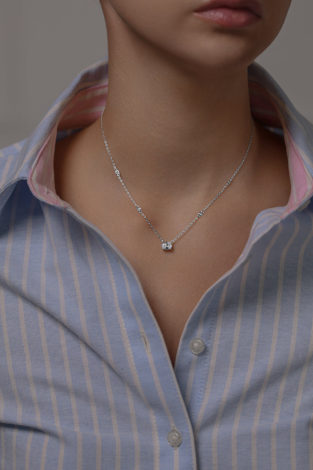 Necklace with Oval cut high-grade cubic zirconia