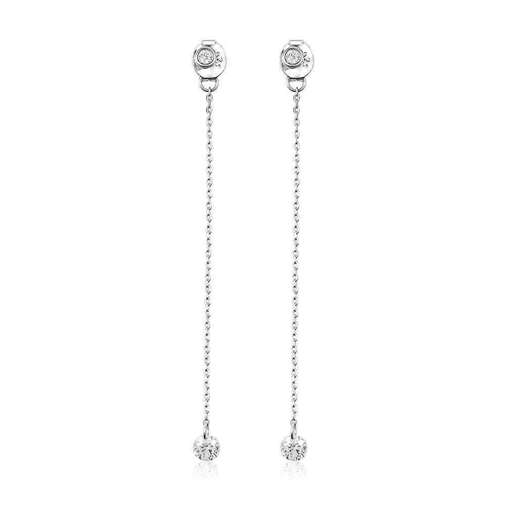 Stud earrings with pendant cubic zirconia