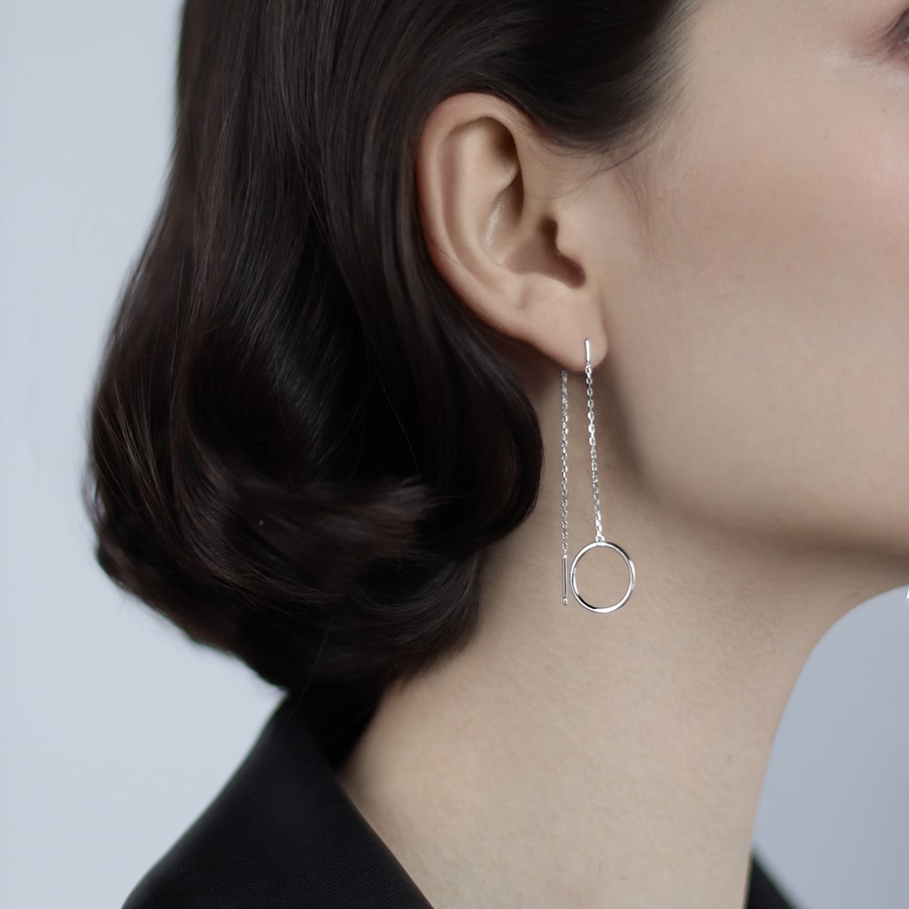 Broach-earrings Circles without stones with a holder