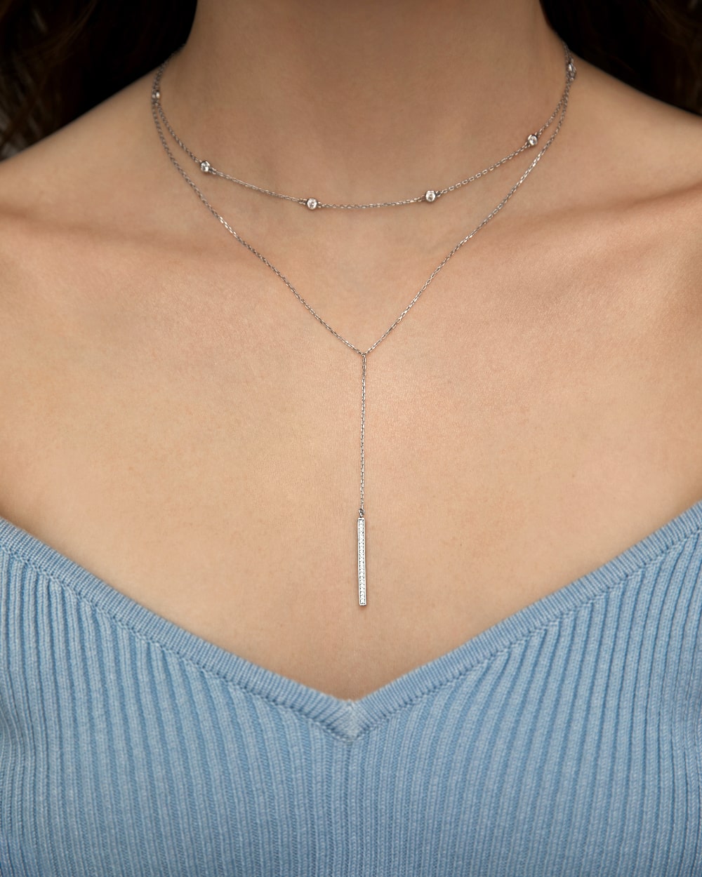 Double Tie Necklace Stripe
