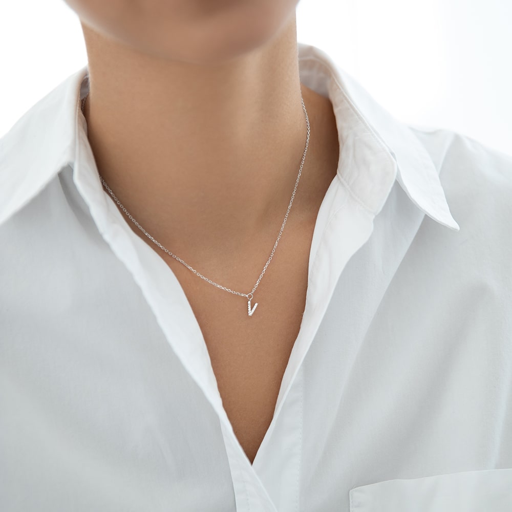 Necklace with letter V