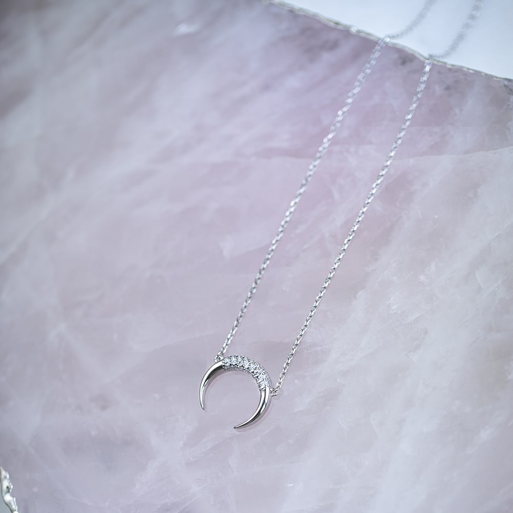 Necklace Lunula with stones 40 cm