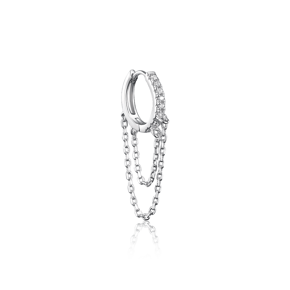 Haggis earring 11 mm with cubic zirconia and chains