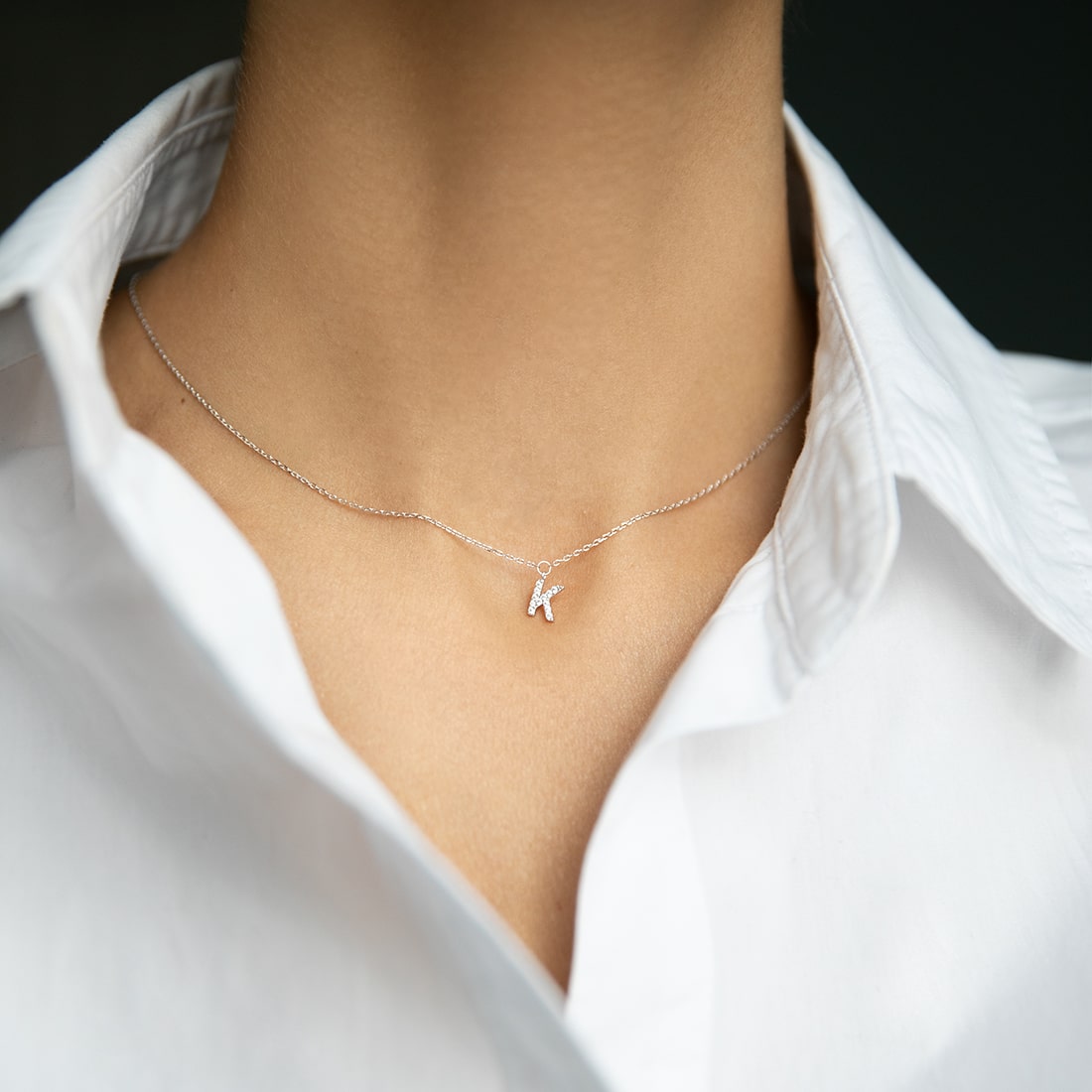 Necklace with letter K 40 cm