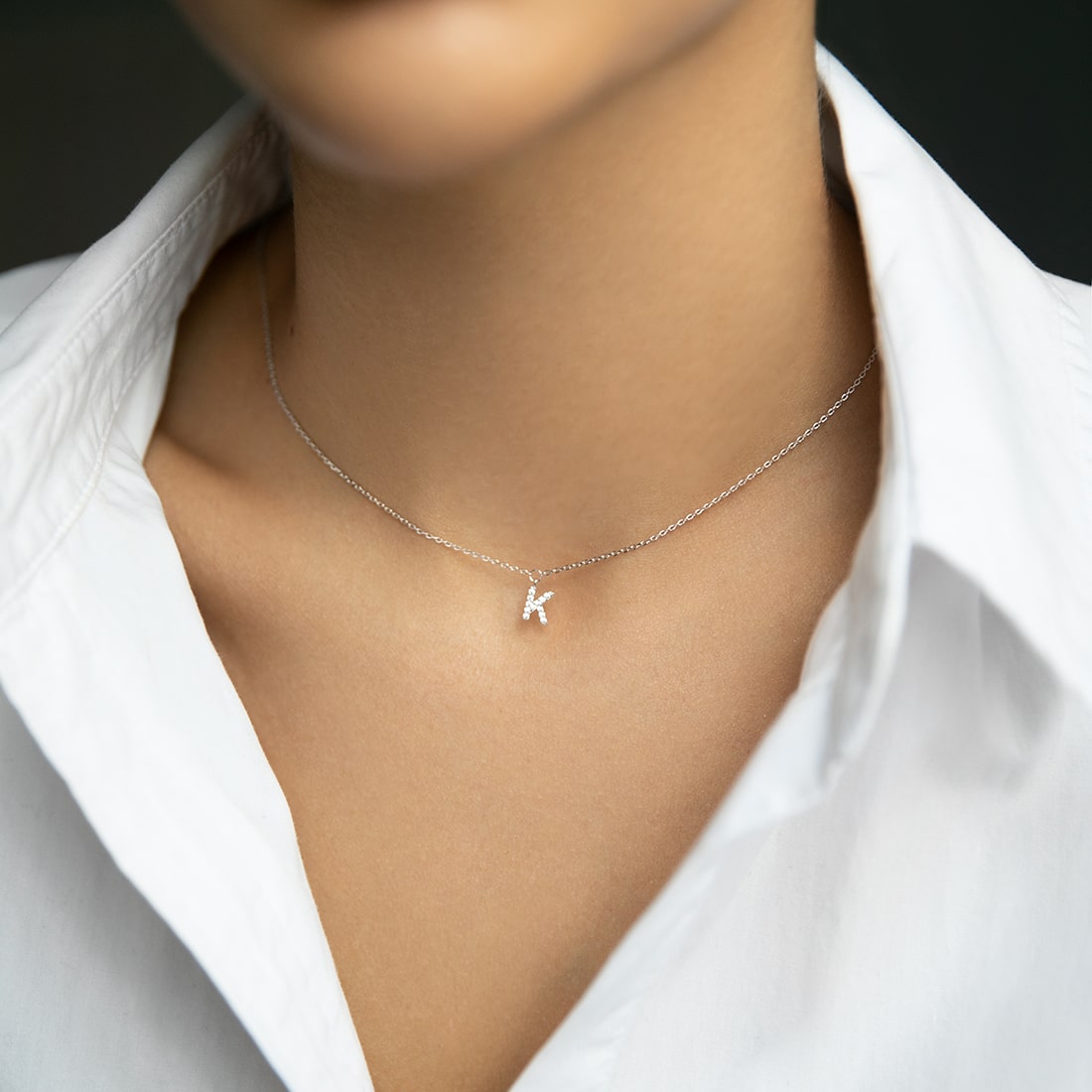 Necklace with letter K 40 cm