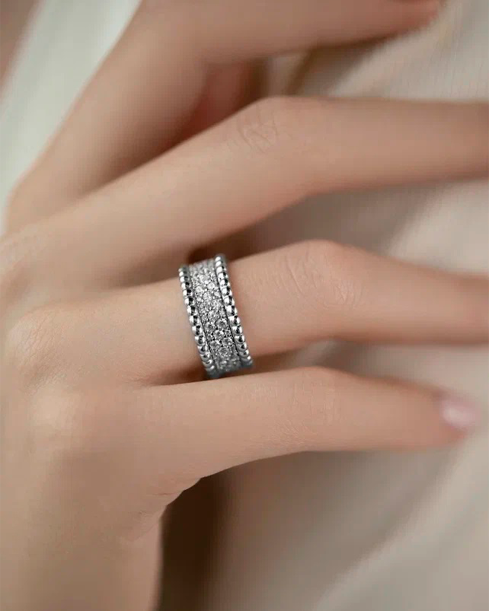 Perlina ring with stones wide