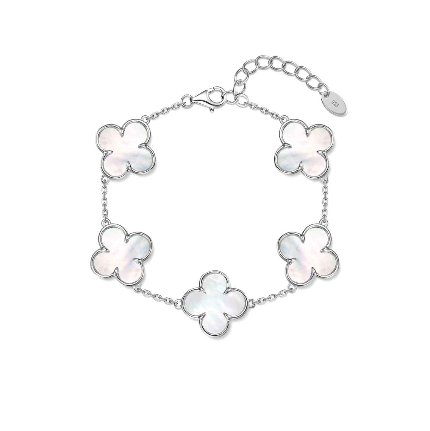 Bracelet with mother-of-pearl clovers