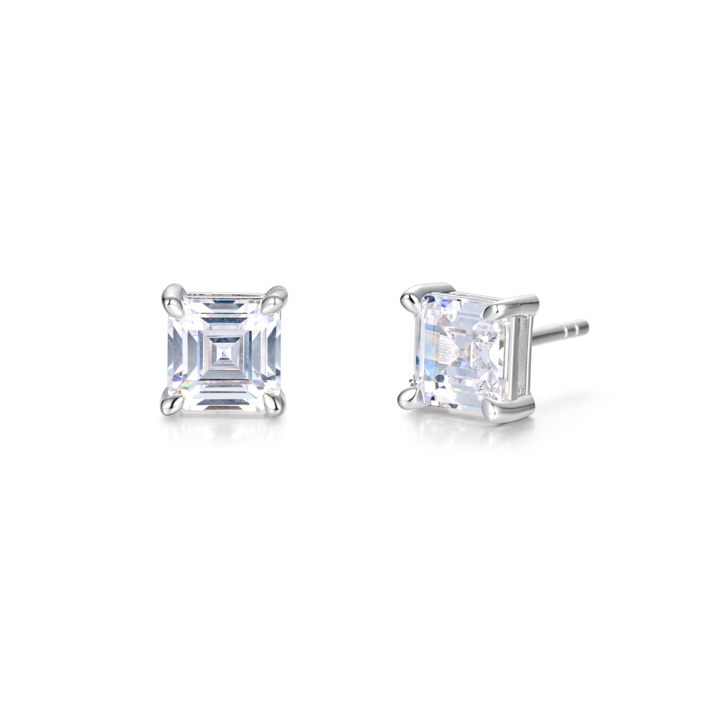 Princess Cut Cubic Zircon Stud Earrings