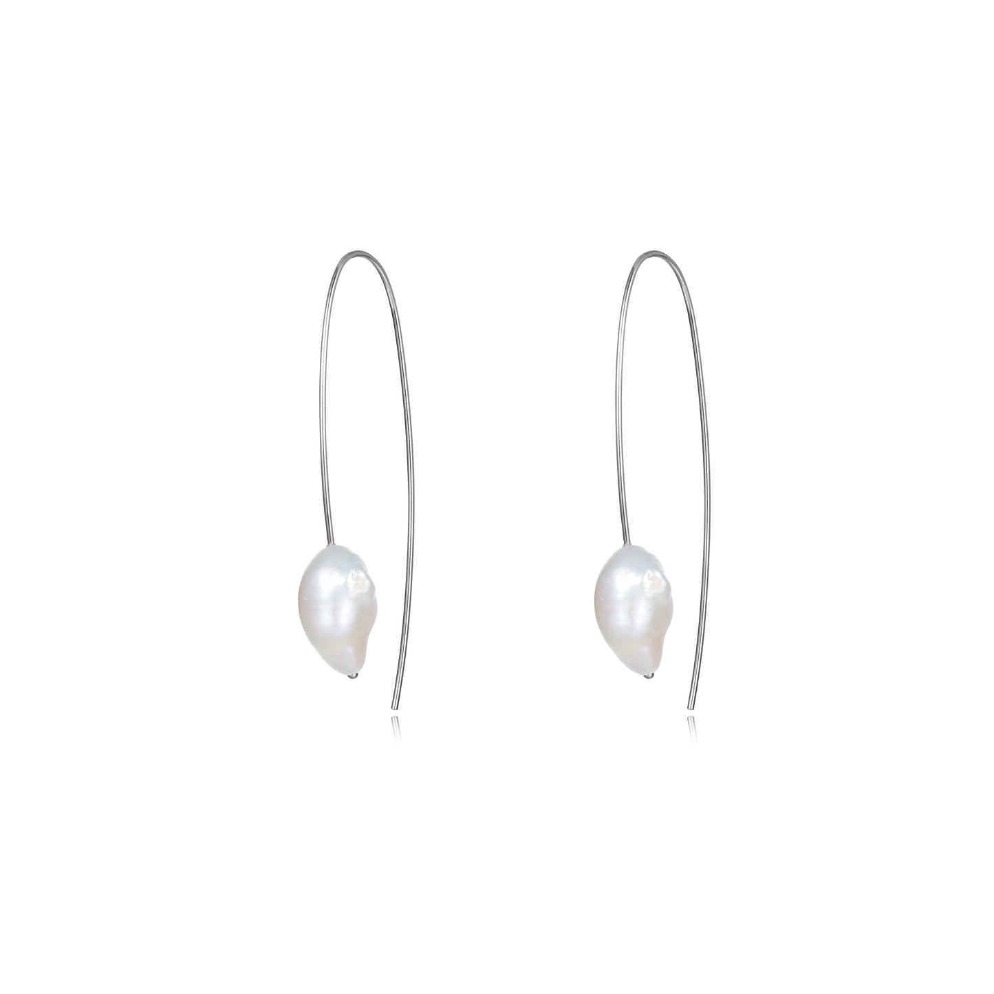 Earrings-pins with natural baroque pearls.
