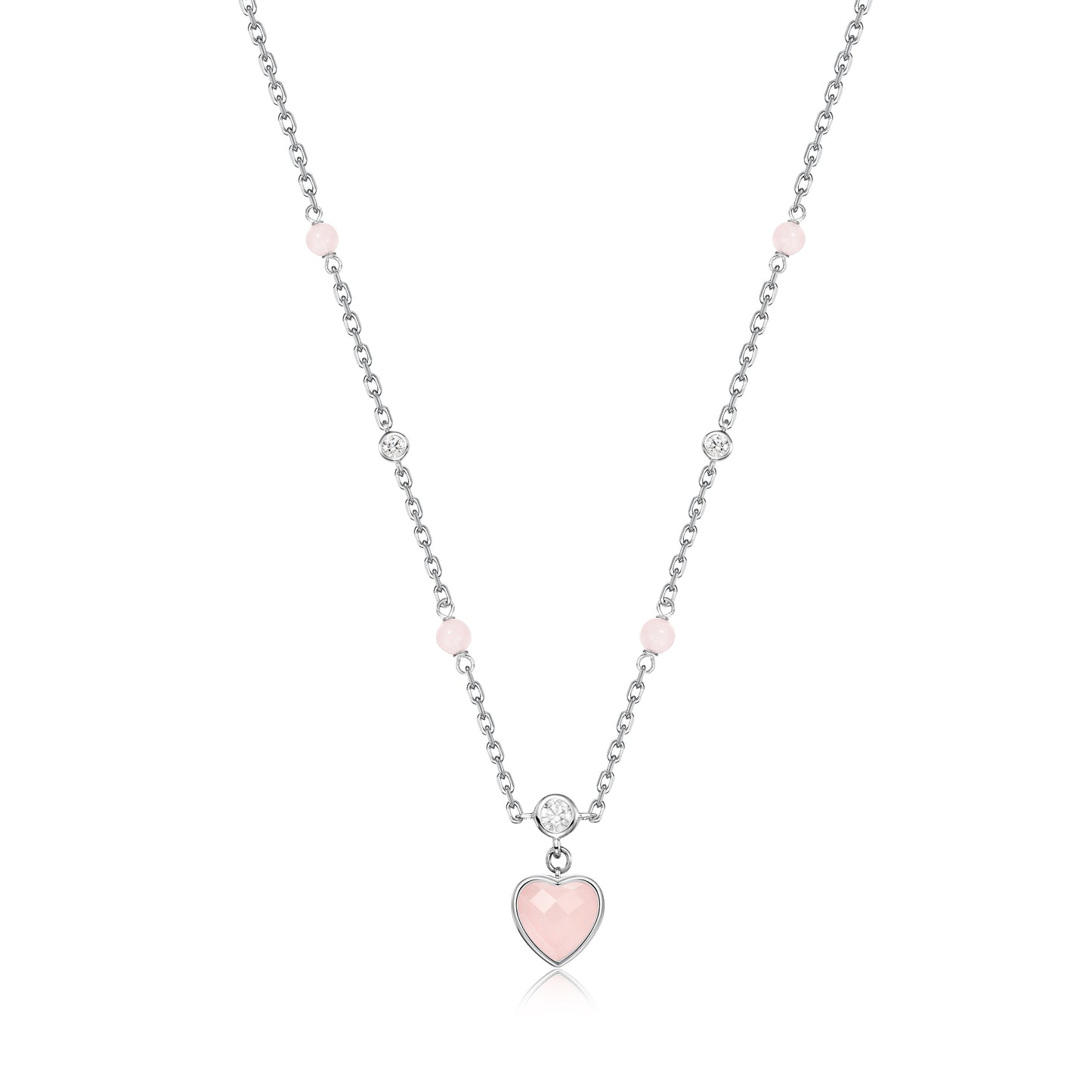 Pink quartz heart necklace