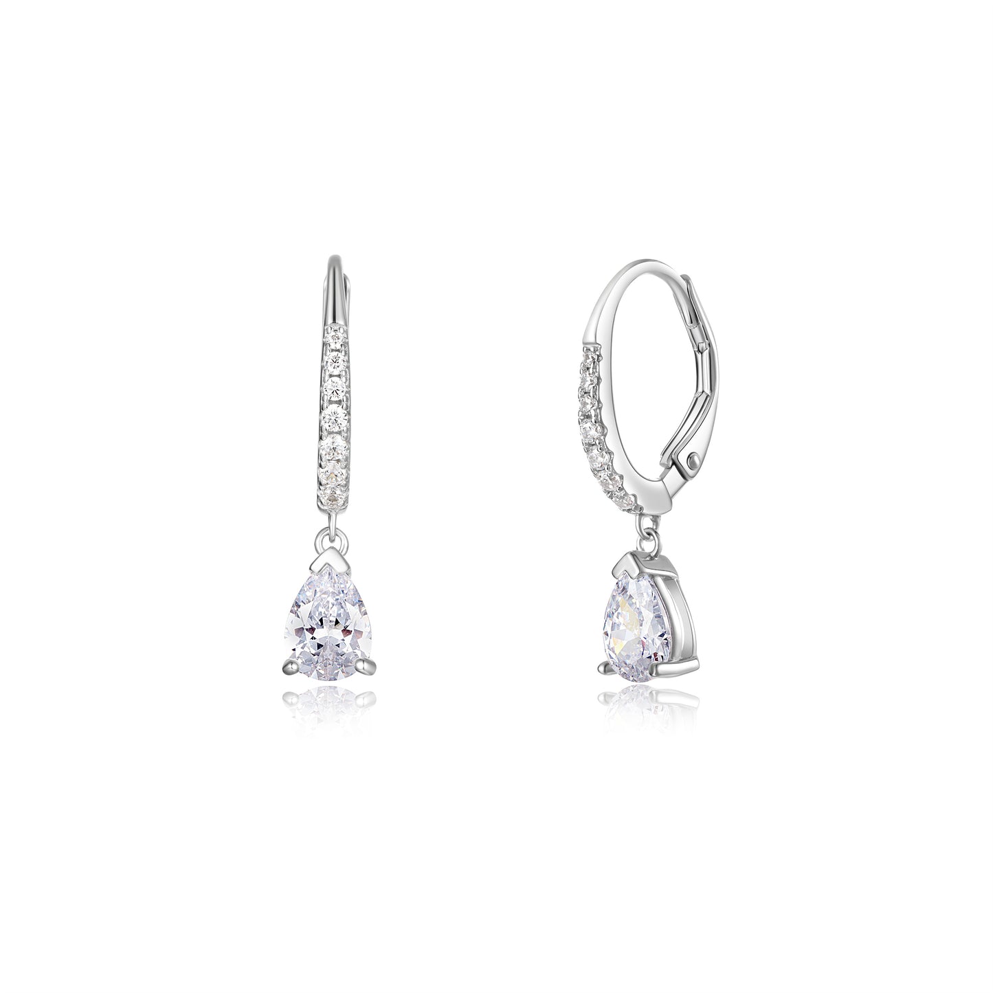 Earrings High-grade pear cut cubic zirconias with a french lock