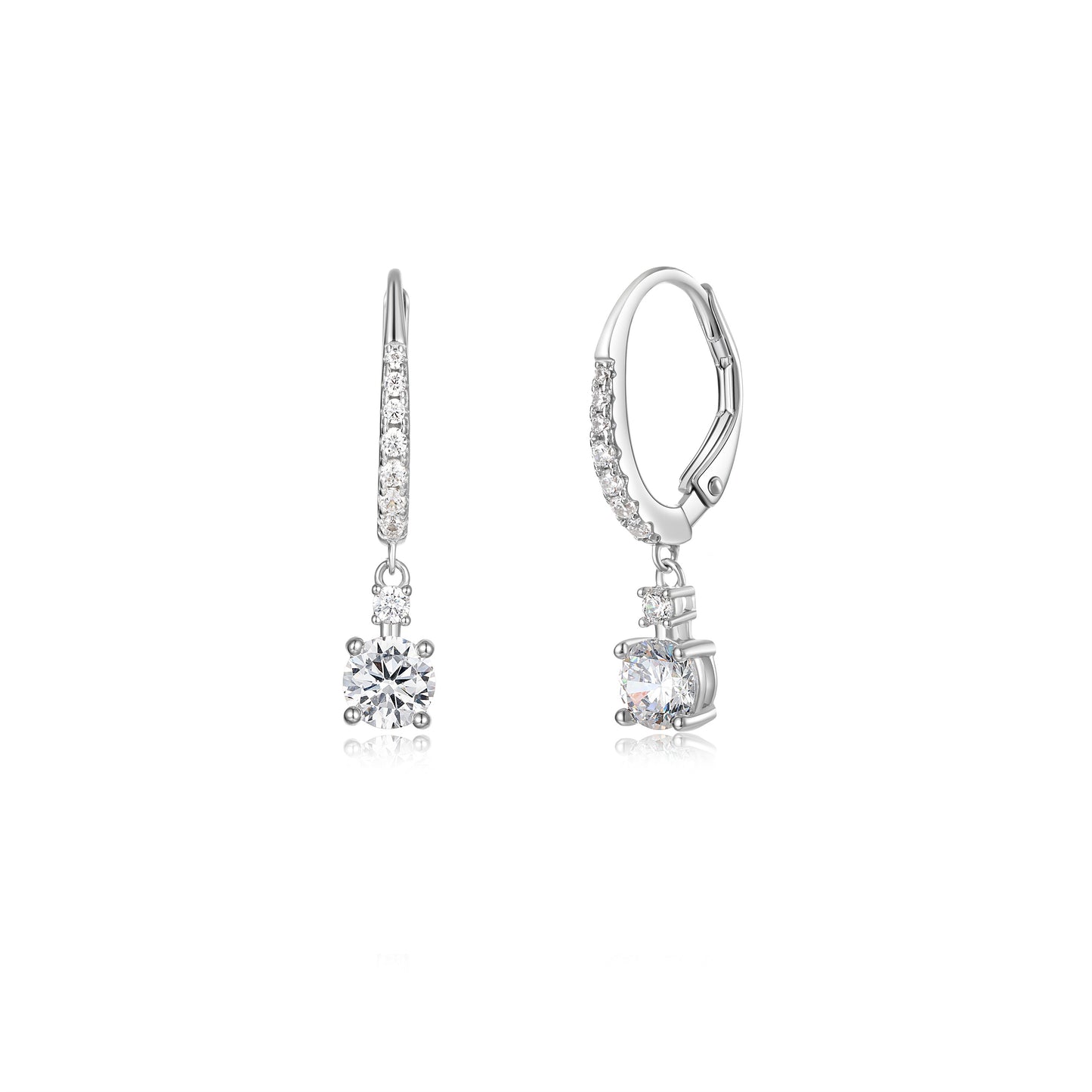 Earrings High-grade round cut cubic zirconias with a french lock