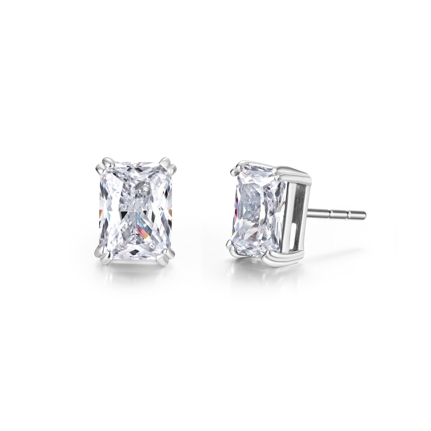 Earstuds with Radiant cut high-grade cubic zirconia