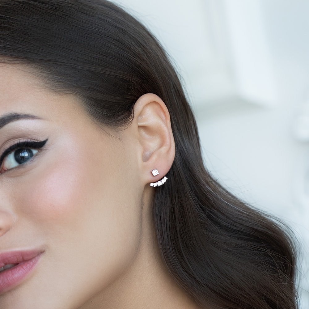 Earrings-jackets with large cubic zirconias