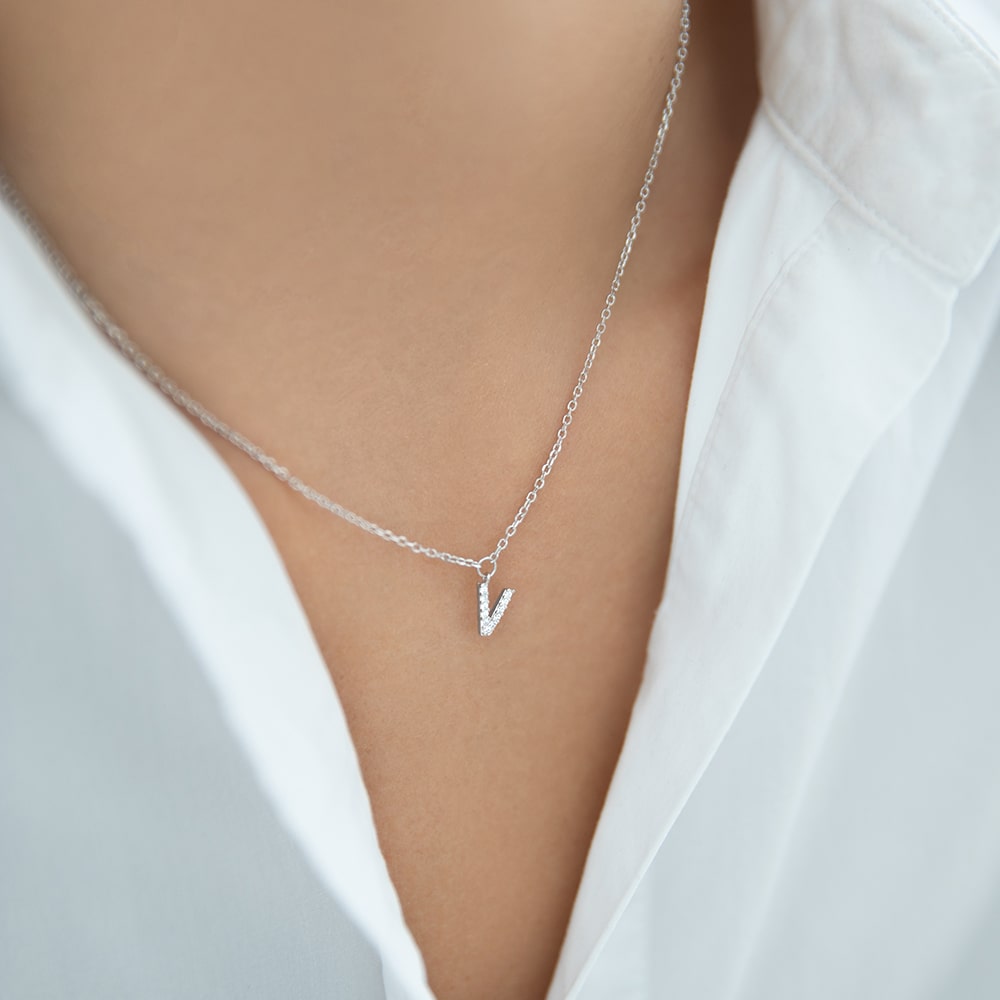 Necklace with letter V