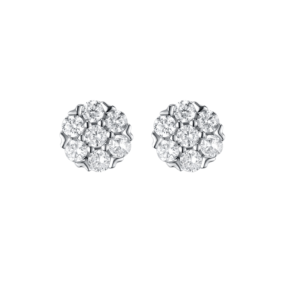 Stud earrings with a scattering of cubic zirconia