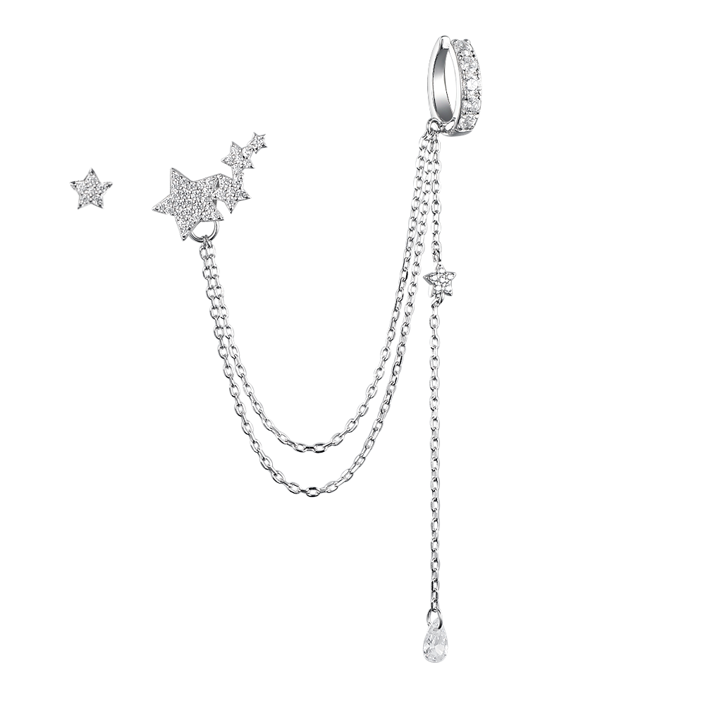 Earring-cuff and stud Stars (set)