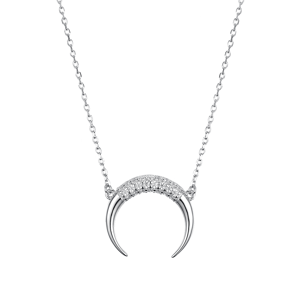 Necklace Lunula with stones 37 cm