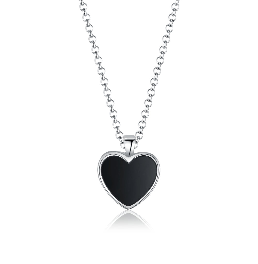 Heart necklace with onyx