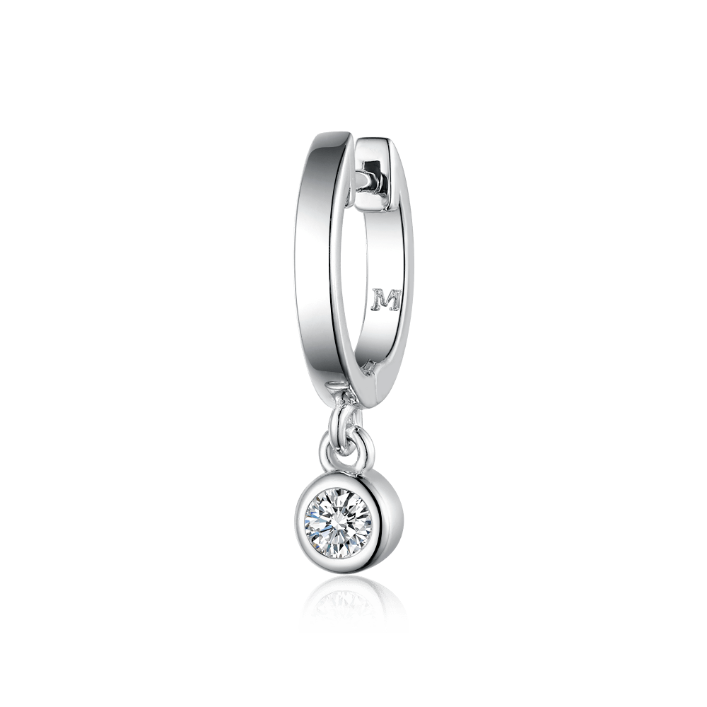Huggies-earring with a hanging cubic zirconia