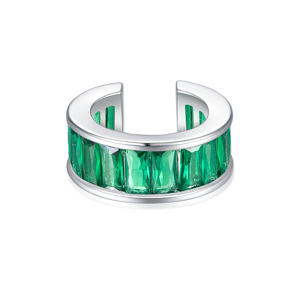 Cuff with emerald baguettes