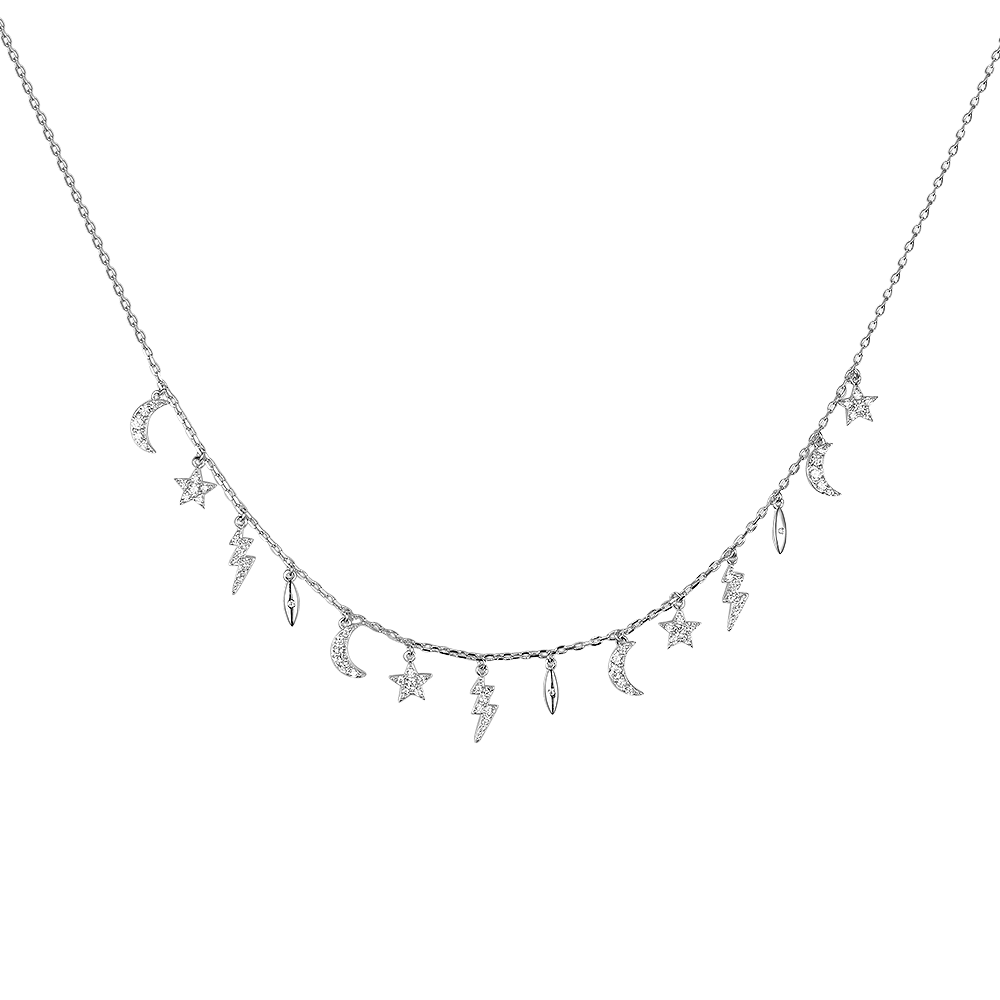 Necklace Glare of lightning with cubic zirconia