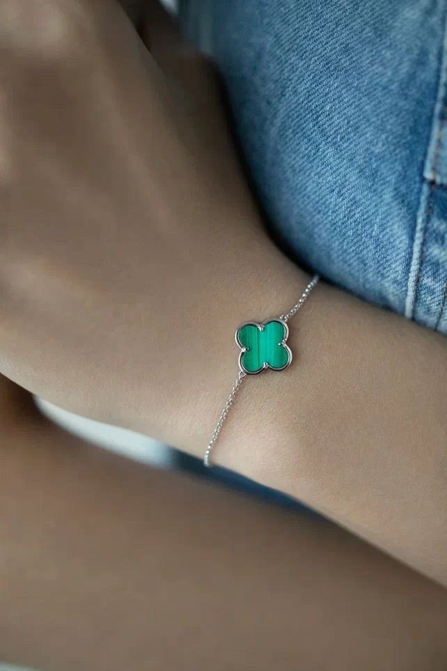 Bracelet Clover with malachite