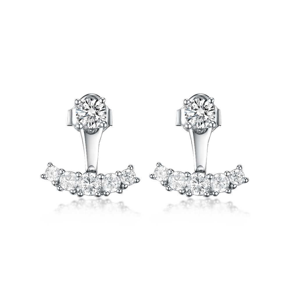 Earrings-jackets with large cubic zirconias