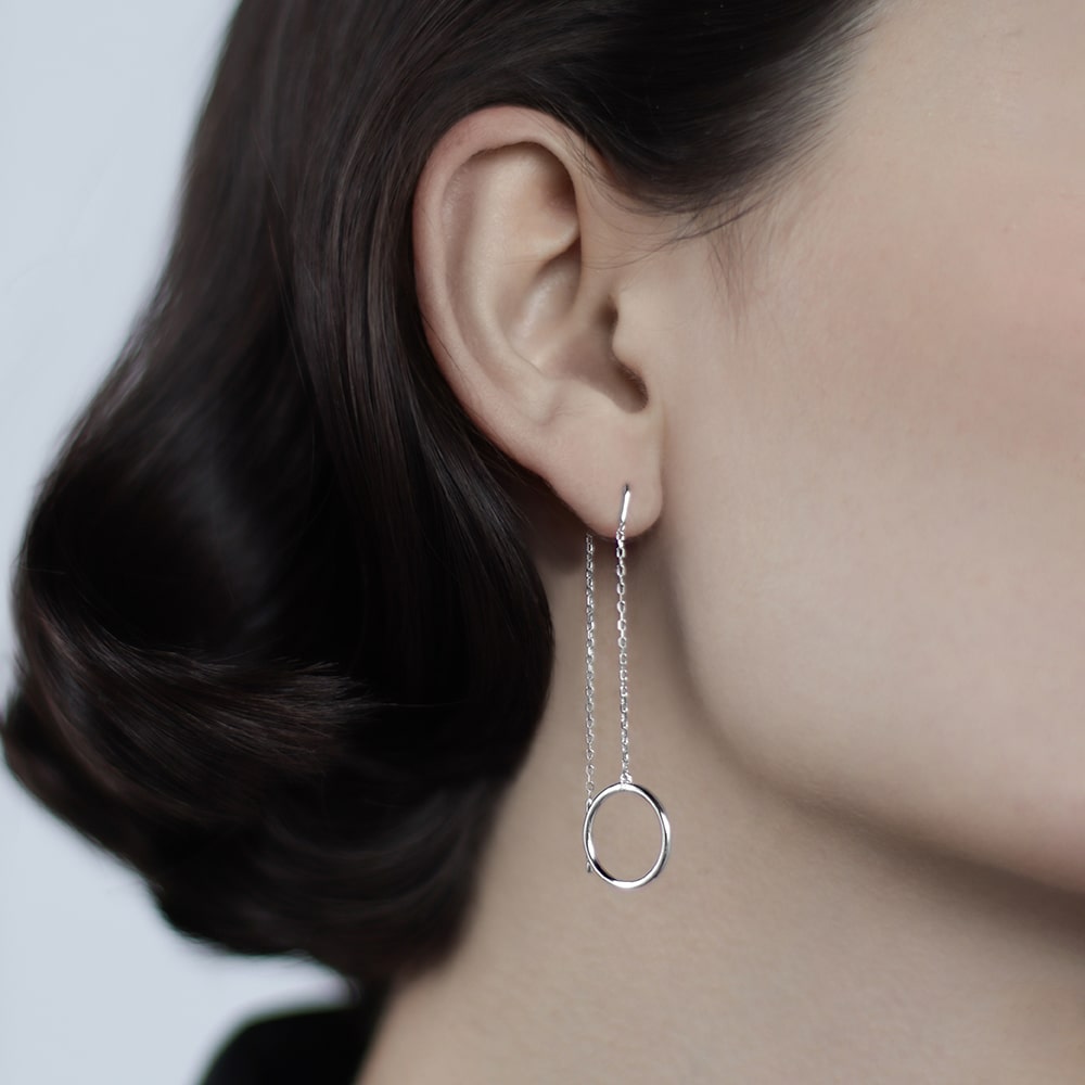 Broach-earrings Circles without stones with a holder