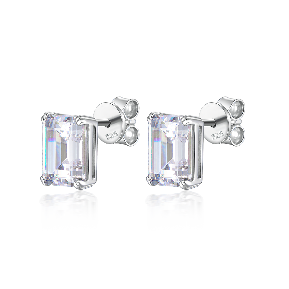 Earrings with stones in a baguette cut