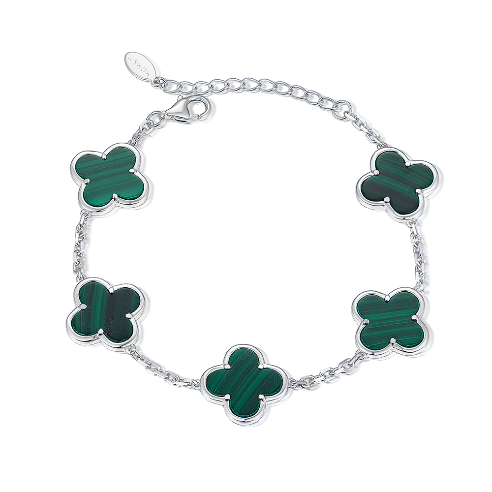 Bracelet Clover with malachite V2
