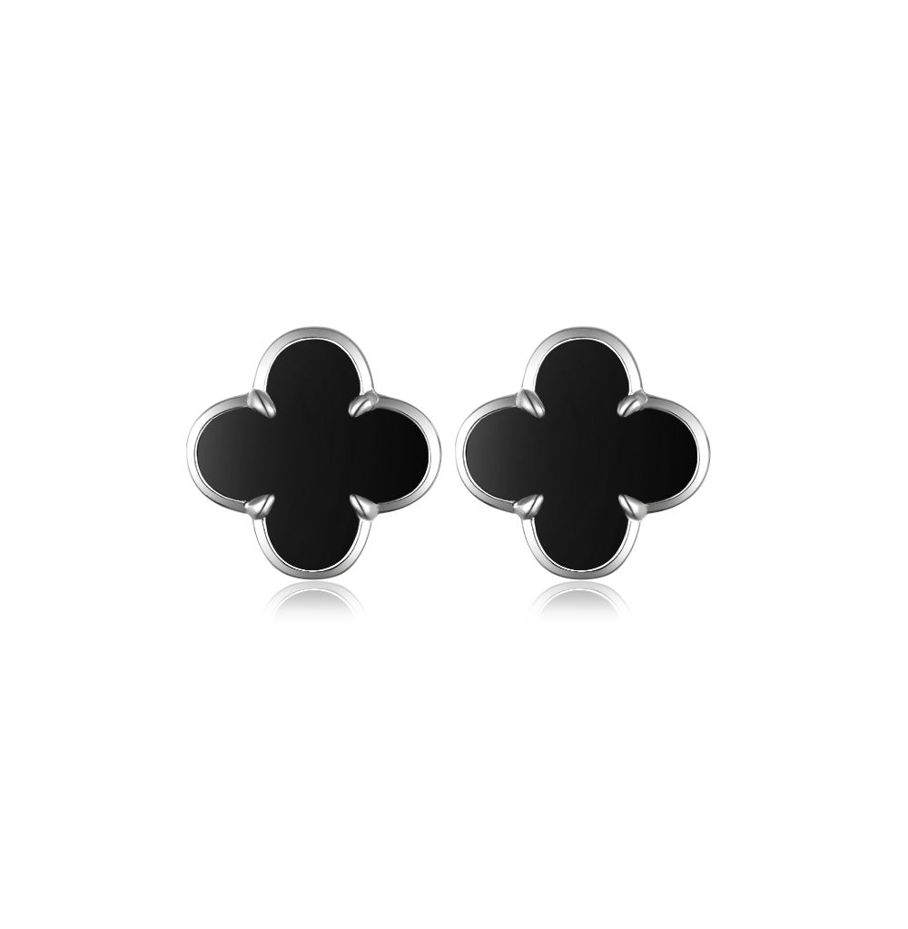 Clover earrings with black onyx