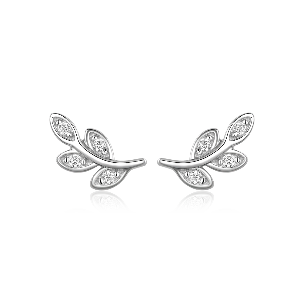 Stud earrings Twiglets with cubic zirconia