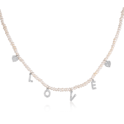 Necklace LOVE with pearls