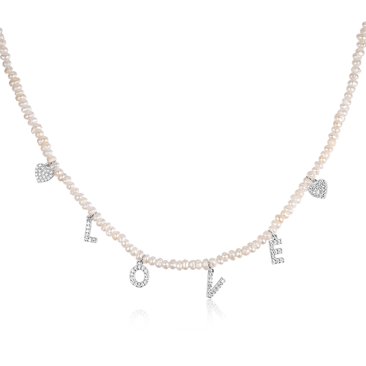 Necklace LOVE with pearls