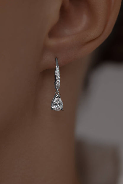 Earrings High-grade pear cut cubic zirconias with a french lock