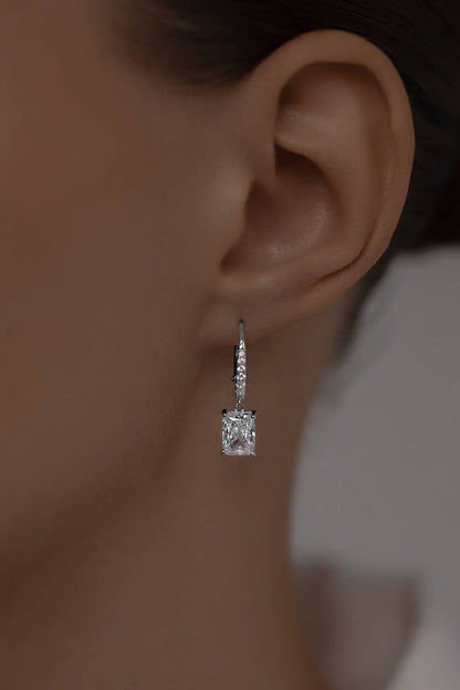 Earrings with Radiant cut High-grade cubic zirconias with a french lock