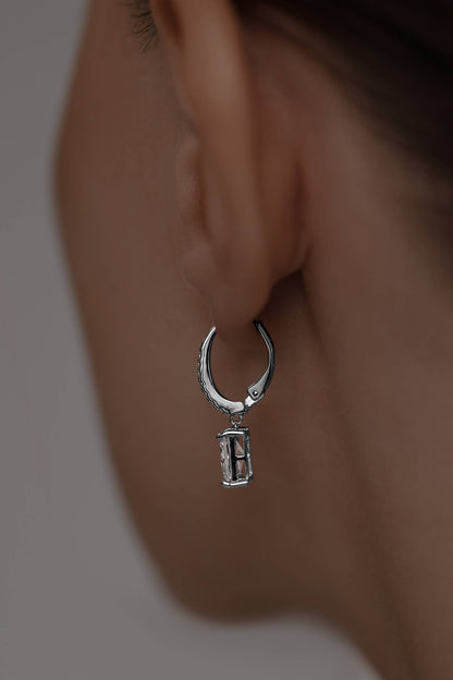 Earrings with Radiant cut High-grade cubic zirconias with a french lock