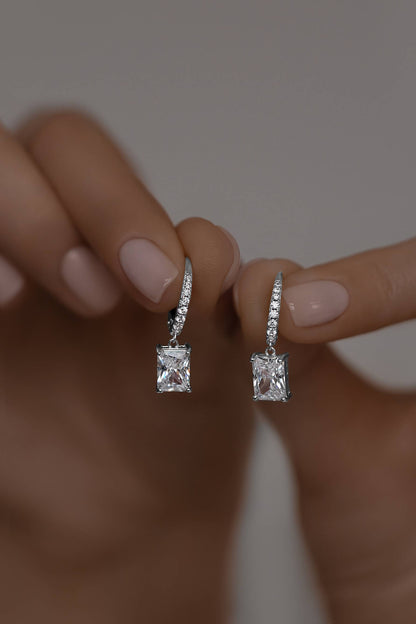 Earrings with Radiant cut High-grade cubic zirconias with a french lock
