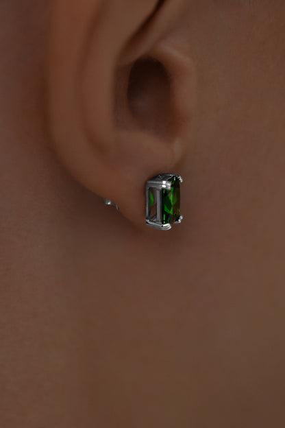 Earstuds with emerald Radiant cut high-grade cubic zirconia
