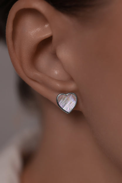 Earstuds Heart with pink mother of pearl
