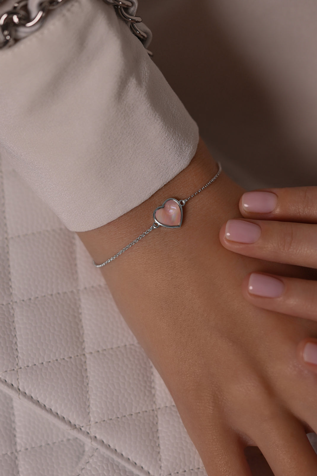 Bracelet Heart with pink mother of pearl