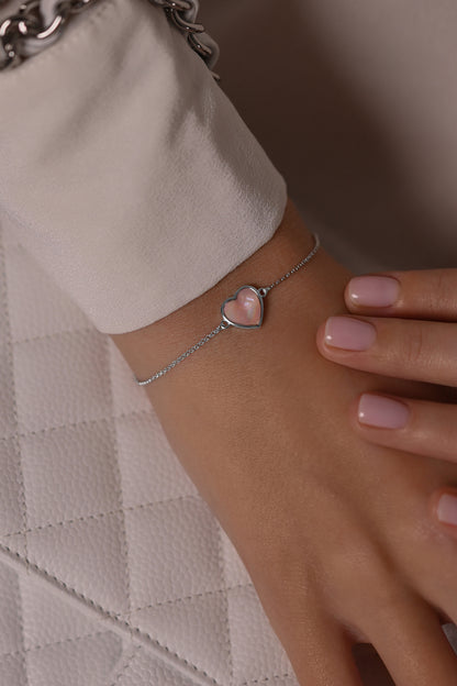 Bracelet Heart with pink mother of pearl