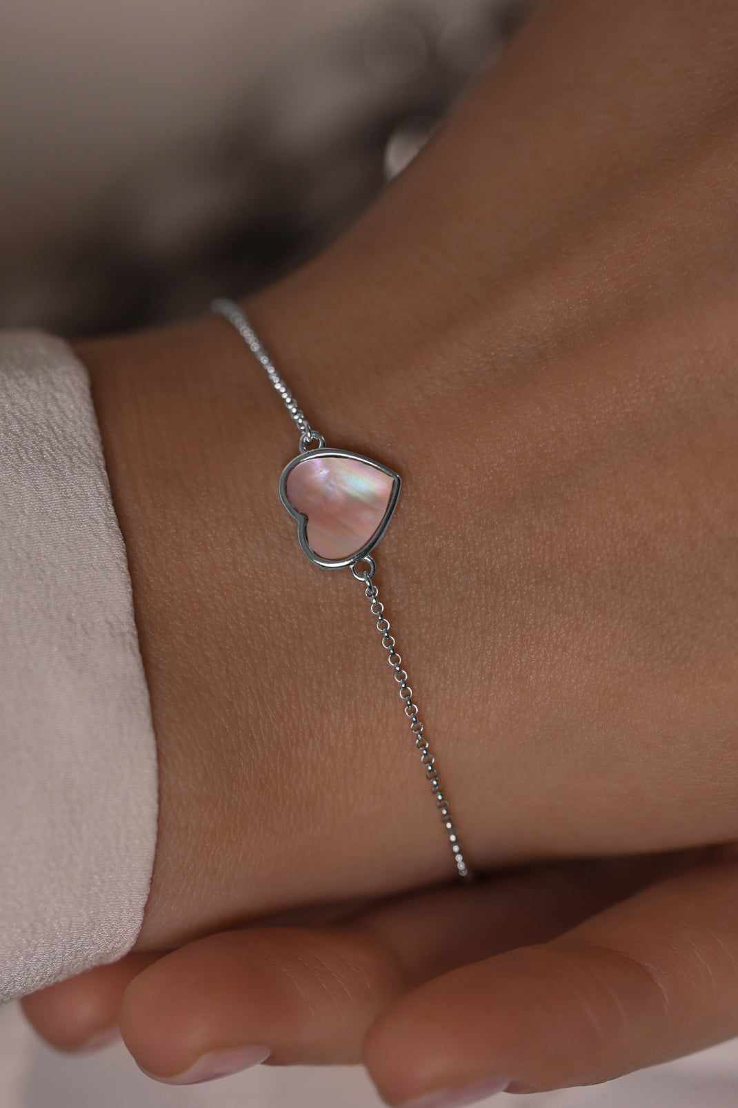 Bracelet Heart with pink mother of pearl