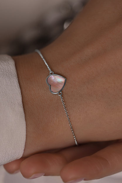 Bracelet Heart with pink mother of pearl