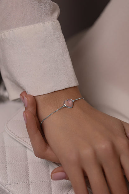 Bracelet Heart with pink mother of pearl
