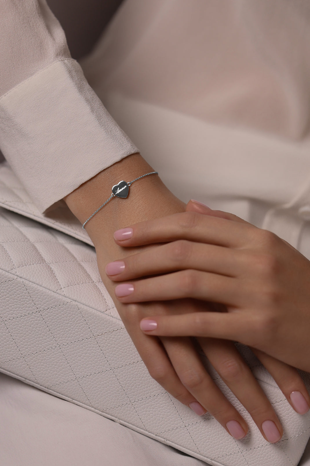 Bracelet Heart with pink mother of pearl