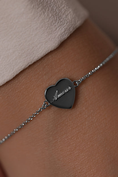 Bracelet Heart with pink mother of pearl