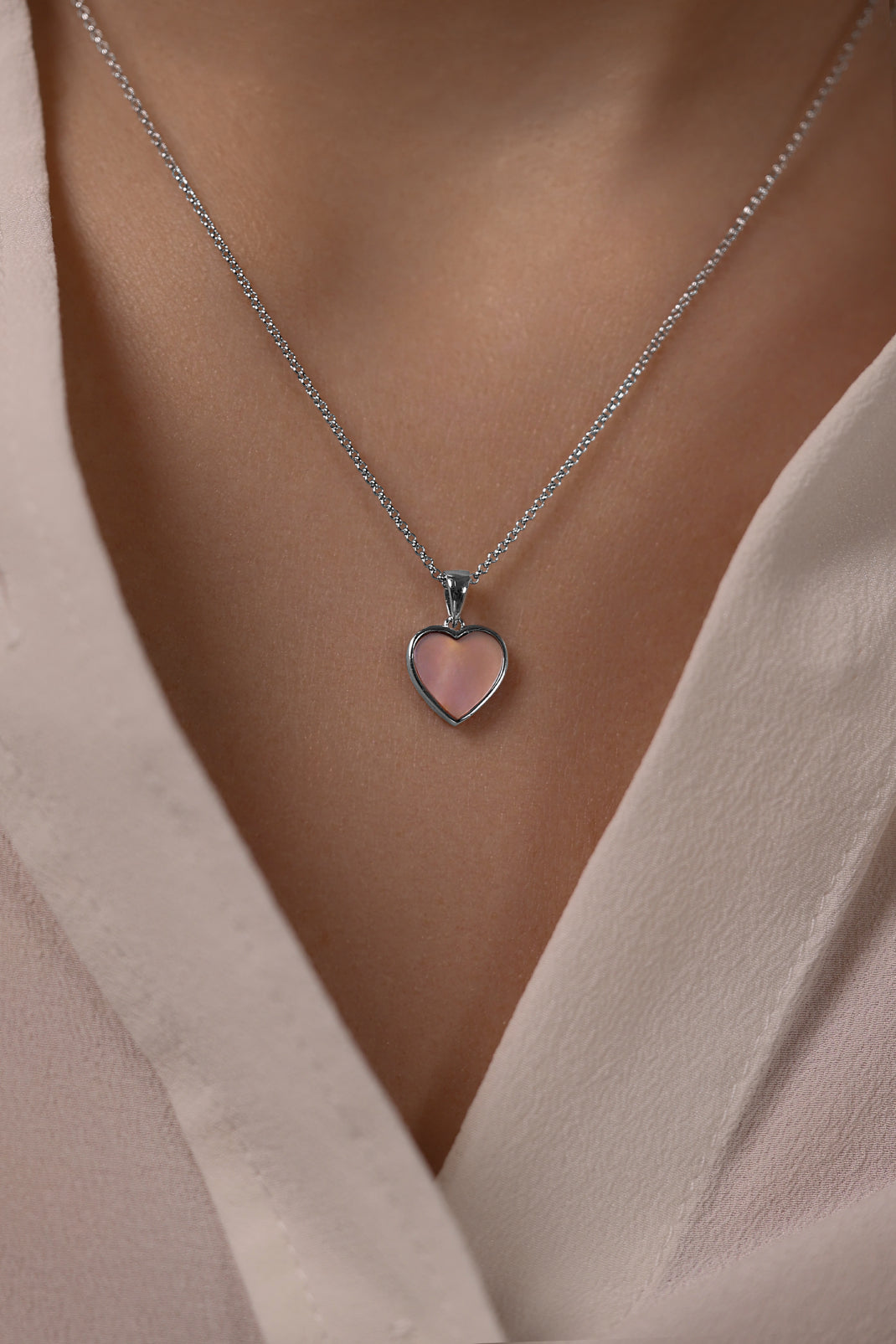 Necklace Heart with pink mother of pearl